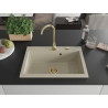 Mexen Elix zlewozmywak granitowy 1-komorowy 700 x 500 mm, beżowy, syfon złoty - 6526701005-69-G