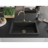 Mexen Elix graniitköögivalamu 1-kausine 700 x 500 mm, must/hõbedane metallik, kuldne sifoon - 6526701005-73-G
