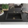 Mexen Elix granite sink 1-bowl 700 x 500 mm, black/silver metallic, gold siphon - 6526701005-73-G