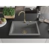Mexen Elix granite sink 1-bowl 700 x 500 mm, grey, gold siphon - 6526701005-71-G