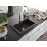 Mexen Elix zlewozmywak granitowy 1-komorowy 700 x 500 mm, czarny/złoty metalik, syfon złoty - 6526701005-75-G