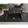 Mexen Elix granite sink 1-bowl 700 x 500 mm, black/gold metallic, gold siphon - 6526701005-75-G