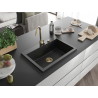 Mexen Elix granitni sudoper s 1 komorom 700 x 500 mm, crni, zlatni sifon - 6526701005-77-G