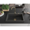 Mexen Elix Granitni sudoper s jednom komorom 700 x 500 mm, crni nakrapani, zlatni sifon - 6526701005-76-G
