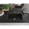 Mexen Elix évier en granit 1 bac 700 x 500 mm, noir, siphon doré - 6526701005-77-G