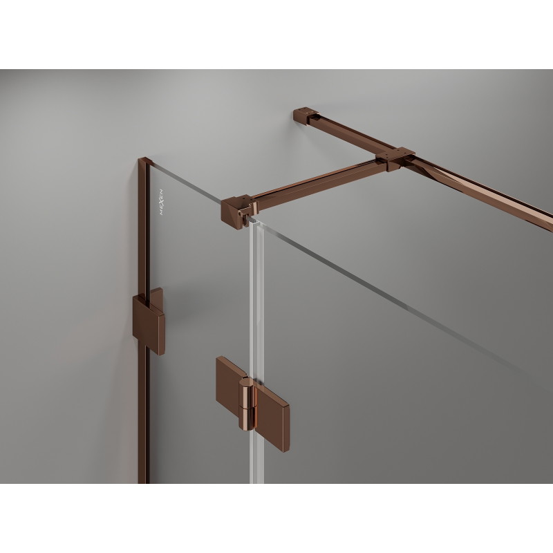 Mexen Lunar T desna preklopna tuš kabina 115 x 80 cm, prozirna, ružičasto zlato - 834T-115-080-60-00-P