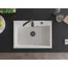 Mexen Elix granite sink 1-bowl 700 x 500 mm, white, black siphon - 6526701005-20-B