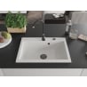 Mexen Elix granite sink 1-bowl 700 x 500 mm, white, black siphon - 6526701005-20-B