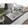 Mexen Elix ühekordne graniidist köögivalamu 700 x 500 mm, valge, must sifoon - 6526701005-20-B
