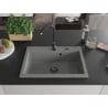 Mexen Elix Granitspüle 1-beckig 700 x 500 mm, Grau, Schwarzer Siphon - 6526701005-71-B