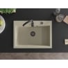 Mexen Elix évier en granit 1 bac 700 x 500 mm, beige, siphon noir - 6526701005-69-B