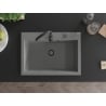 Mexen Elix évier en granit 1 bac 700 x 500 mm, gris, siphon noir - 6526701005-71-B