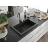 Mexen Elix ühekambriyne graniit valamu, 700 x 500 mm, must/kuldne metallik, must sifoon - 6526701005-75-B