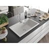 Mexen Elix Granitspüle 1-Becken 800 x 500 mm, weiß, Siphon Chrom - 6527801005-20