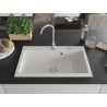 Mexen Elix Granitspüle 1-Becken 800 x 500 mm, weiß, Siphon Chrom - 6527801005-20
