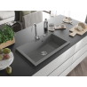 Mexen Elix graniidist köögivalamu 1-kauseline 800 x 500 mm, hall, kroom-sifoon - 6527801005-71