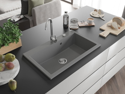 Mexen Elix granitni sudoper s jednom komorom 800 x 500 mm, sivi, kromirani sifon - 6527801005-71