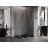 Mexen Lunar T desna preklopna tuš kabina 140 x 80 cm, prozirna, ružičasto zlato - 834T-140-080-60-00-P