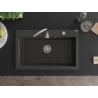 Mexen Elix Granitspüle 1-beckig 800 x 500 mm, schwarz gesprenkelt, Siphon Chrom - 6527801005-76