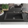 Mexen Elix Granitspüle 1-beckig 800 x 500 mm, schwarz gesprenkelt, Siphon Chrom - 6527801005-76