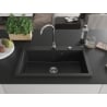 Mexen Elix granite kitchen sink 1-bowl 800 x 500 mm, black/silver metallic, chrome siphon - 6527801005-73