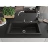 Mexen Elix fregadero de granito de 1 tazón de 800 x 500 mm, negro/dorado metálico, sifón cromado - 6527801005-75