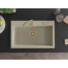 Mexen Elix Granitspüle 1-Becken 800 x 500 mm, beige, goldener Siphon - 6527801005-69-G