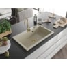 Mexen Elix Granitspüle 1-Becken 800 x 500 mm, beige, goldener Siphon - 6527801005-69-G