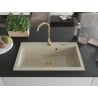 Mexen Elix fregadero de granito de 1 cámara 800 x 500 mm, beige, sifón dorado - 6527801005-69-G
