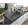 Mexen Elix Granitspüle 1-beckig 800 x 500 mm, grau, Siphon gold - 6527801005-71-G