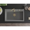 Mexen Elix Granitspüle 1-beckig 800 x 500 mm, grau, Siphon gold - 6527801005-71-G