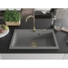 Mexen Elix Granitspüle 1-beckig 800 x 500 mm, grau, Siphon gold - 6527801005-71-G