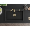 Mexen Elix graniitist köögivalamu, 1-kausiga, 800 x 500 mm, must/hõbe metallik, kuldne sifoon - 6527801005-73-G