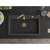 Mexen Elix granitni sudoper s jednom komorom 800 x 500 mm, crni s točkicama, zlatni sifon - 6527801005-76-G