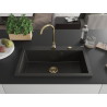 Mexen Elix graniidist köögivalamu, 1 kamber, 800 x 500 mm, must/kuldne metallik, sifoon kuldne - 6527801005-75-G