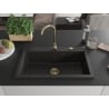 Mexen Elix Granitspüle 1-Becken 800 x 500 mm, Schwarz/Gold Metallic, goldener Siphon - 6527801005-75-G
