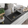 Mexen Elix ühekambriline graniidist valamu 800 x 500 mm, must täpiline, kuldne sifoon - 6527801005-76-G