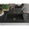 Mexen Elix graniitist köögivalamu, 1-kausiga, 800 x 500 mm, must/hõbe metallik, kuldne sifoon - 6527801005-73-G