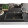 Mexen Elix granitni sudoper s jednom komorom 800 x 500 mm, crni s točkicama, zlatni sifon - 6527801005-76-G