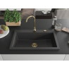 Mexen Elix zlewozmywak granitowy 1-komorowy 800 x 500 mm, czarny nakrapiany, syfon złoty - 6527801005-76-G