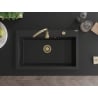 Mexen Elix Granitspüle 1-Kammer 800 x 500 mm, schwarz, Siphon gold - 6527801005-77-G