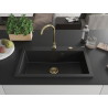 Mexen Elix zlewozmywak granitowy 1-komorowy 800 x 500 mm, czarny, syfon złoty - 6527801005-77-G