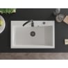 Mexen Elix granite kitchen sink 1-basin 800 x 500 mm, white, black siphon - 6527801005-20-B