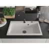 Mexen Elix granite kitchen sink 1-basin 800 x 500 mm, white, black siphon - 6527801005-20-B
