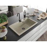 Mexen Elix granitni sudoper s jednom komorom 800 x 500 mm, bež, crni sifon - 6527801005-69-B