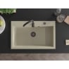 Mexen Elix Granitspüle 1-beckig 800 x 500 mm, beige, schwarzer Siphon - 6527801005-69-B