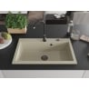 Mexen Elix Granitspüle 1-beckig 800 x 500 mm, beige, schwarzer Siphon - 6527801005-69-B