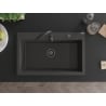 Mexen Elix évier en granit 1 bac 800 x 500 mm, noir moucheté, siphon noir - 6527801005-76-B