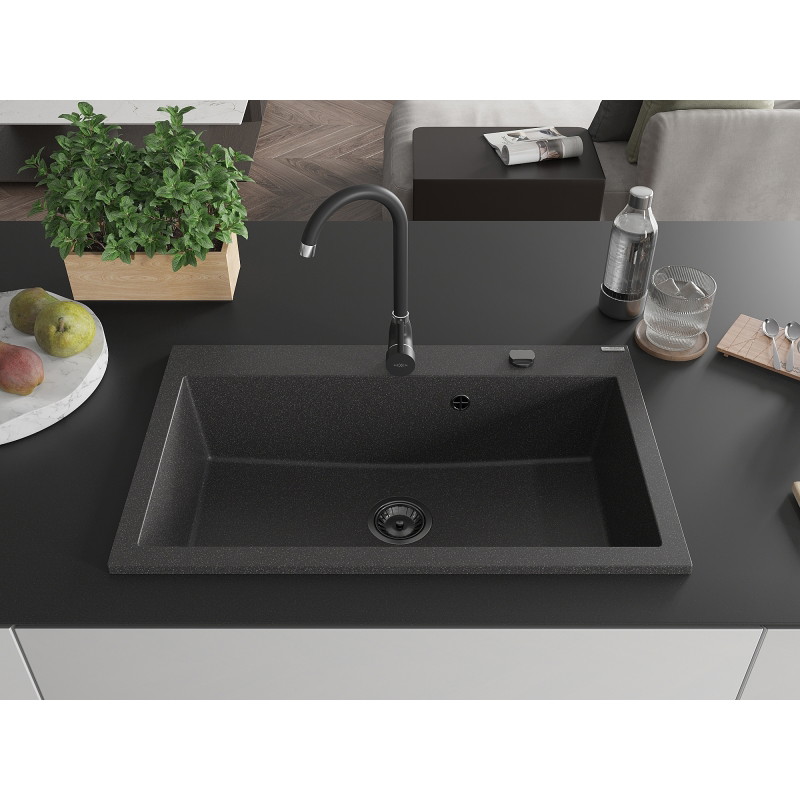 Mexen Elix graniitköögivalamu 1-kausiga 800 x 500 mm, must täpiline, must sifoon - 6527801005-76-B