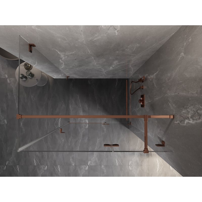 Mexen Lunar T hinged shower enclosure right 135 x 90 cm, transparent, rose gold - 834T-135-090-60-00-P